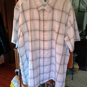 George Men's White and Brown Plaid Button Down Shirt